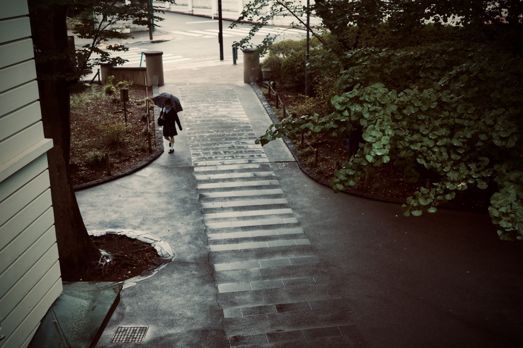 雨の学校帰り