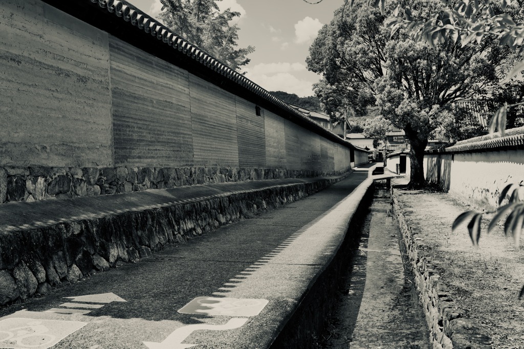 土塀沿いの水路