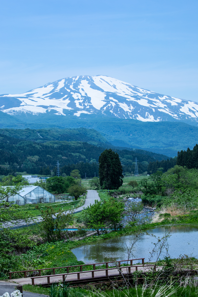 鳥海山　またね！　残雪模様が楽しい