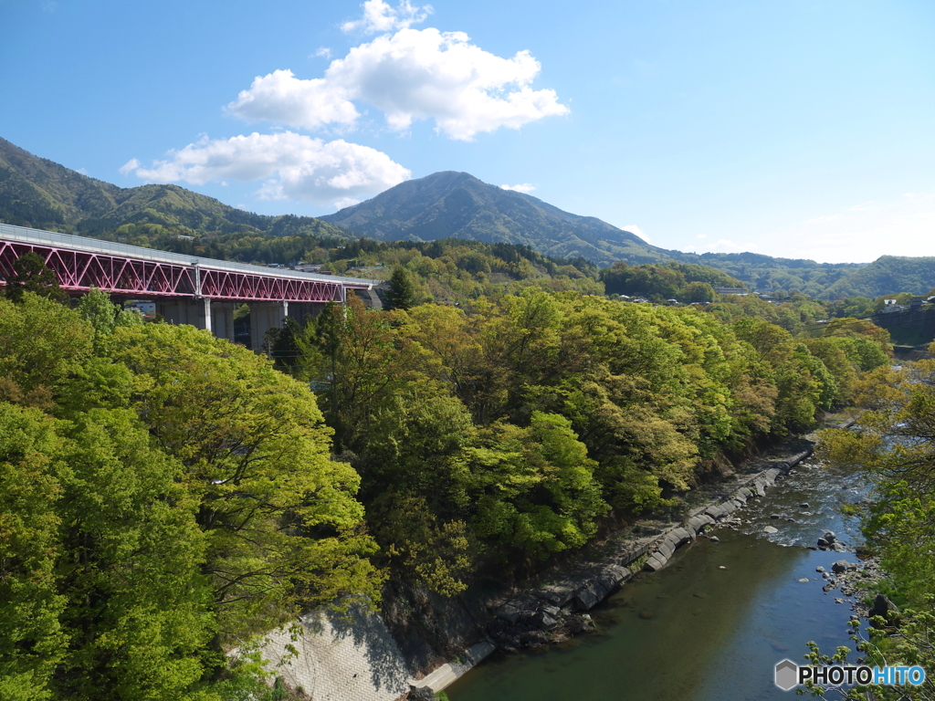 初夏の猿橋と桂川1