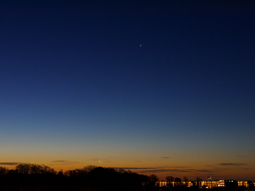 晦日の月と金星、水星