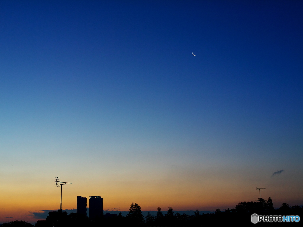 二十六夜の月と夜明け