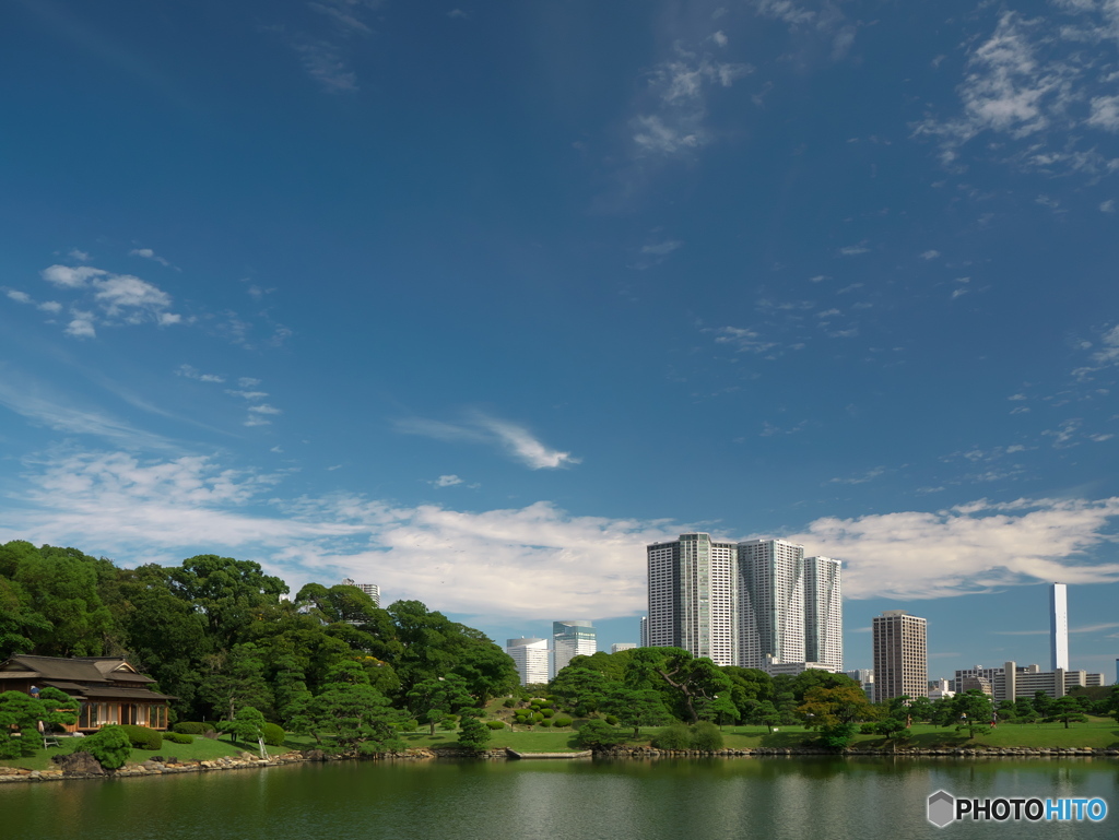 秋晴れの浜離宮恩賜庭園