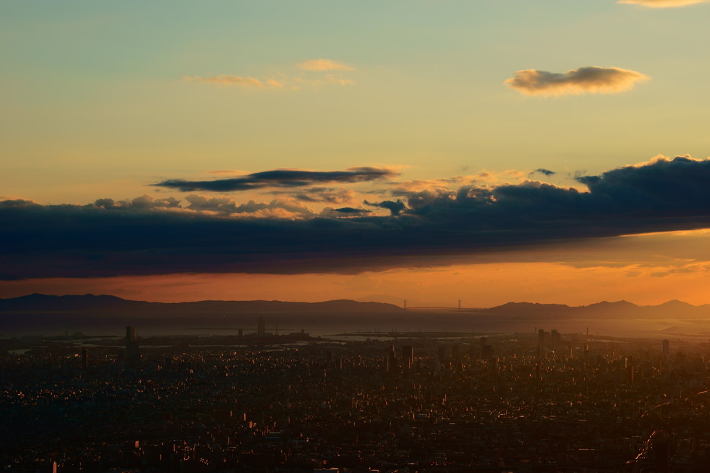 大阪平野の夕景