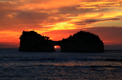 円月島の夕景