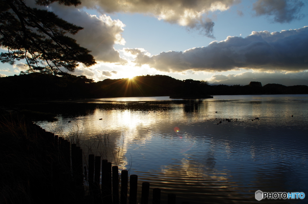 南湖公園の夕景