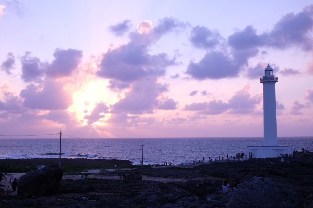 残波岬の夕日