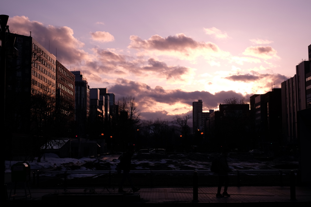 大通りの夕暮れ