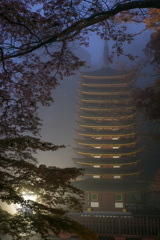 山霧の十三重塔