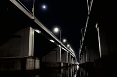 月夜と琵琶湖大橋
