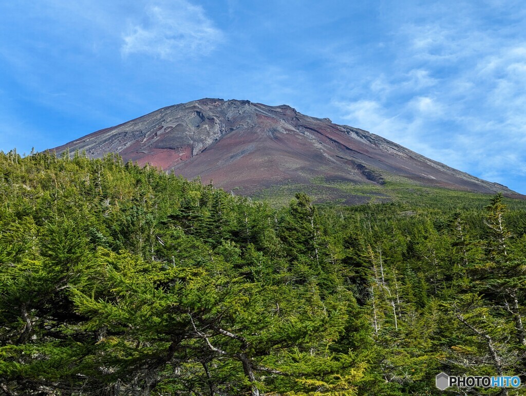 奥庭荘前より富士山頂を望む