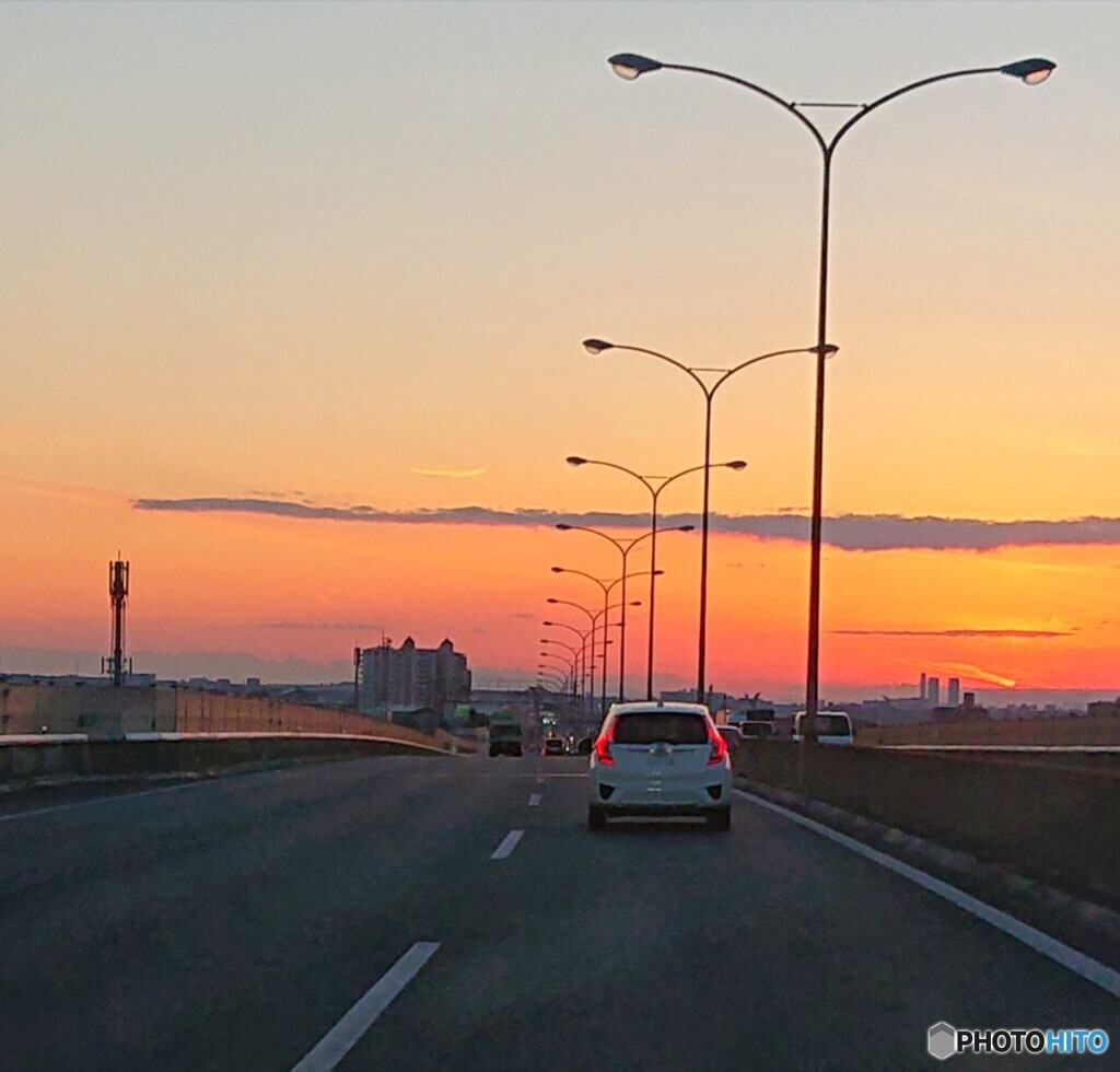 阪和自動車道の夕暮れ