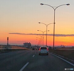 阪和自動車道の夕暮れ