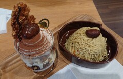「モンブランパフェ」と「 栗一筋」