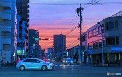 夕刻の交差点