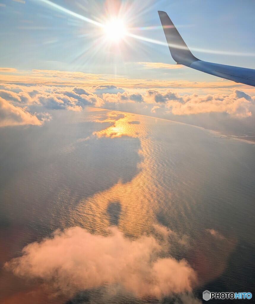 機上からの夕陽