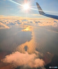 機上からの夕陽