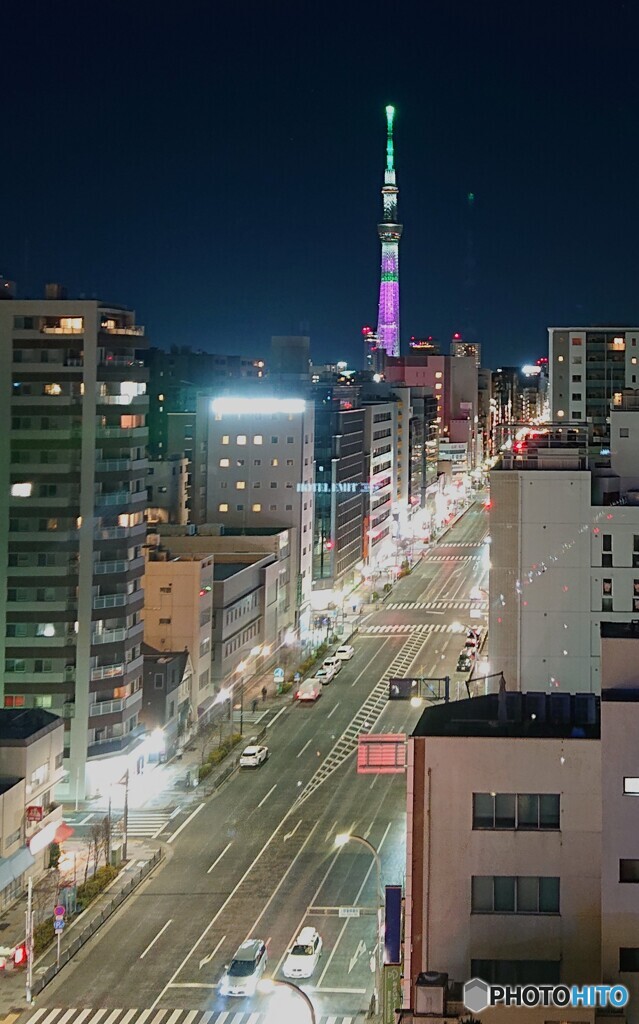 スカイツリーのある夜景