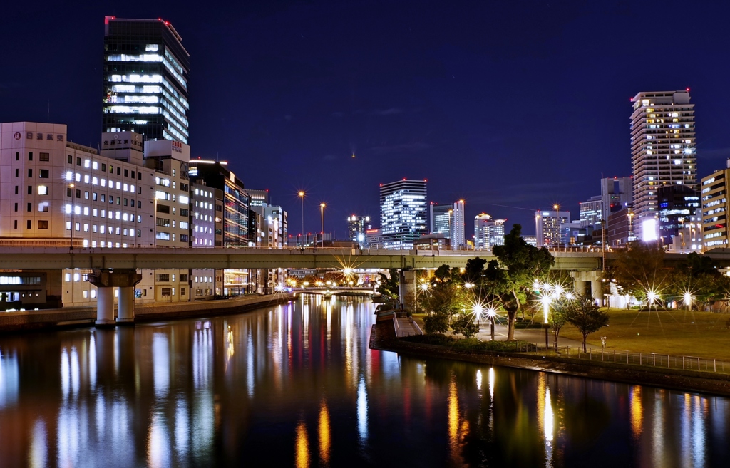 水都大阪　～通勤夜景、天神橋より１～