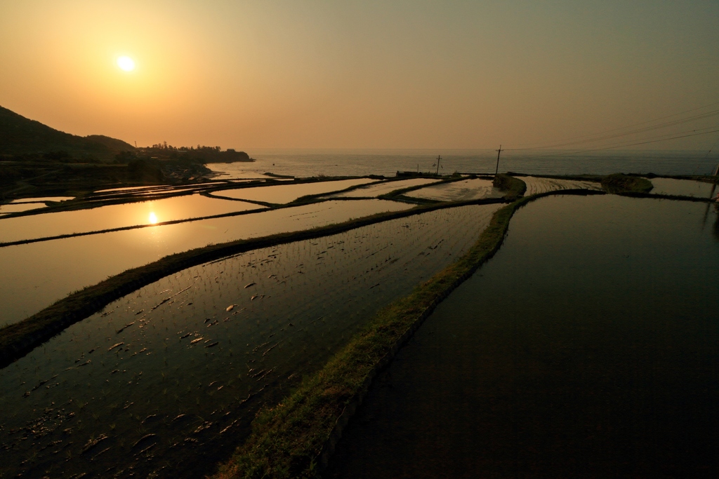 Sunset　～丹後、袖志の棚田夕景～