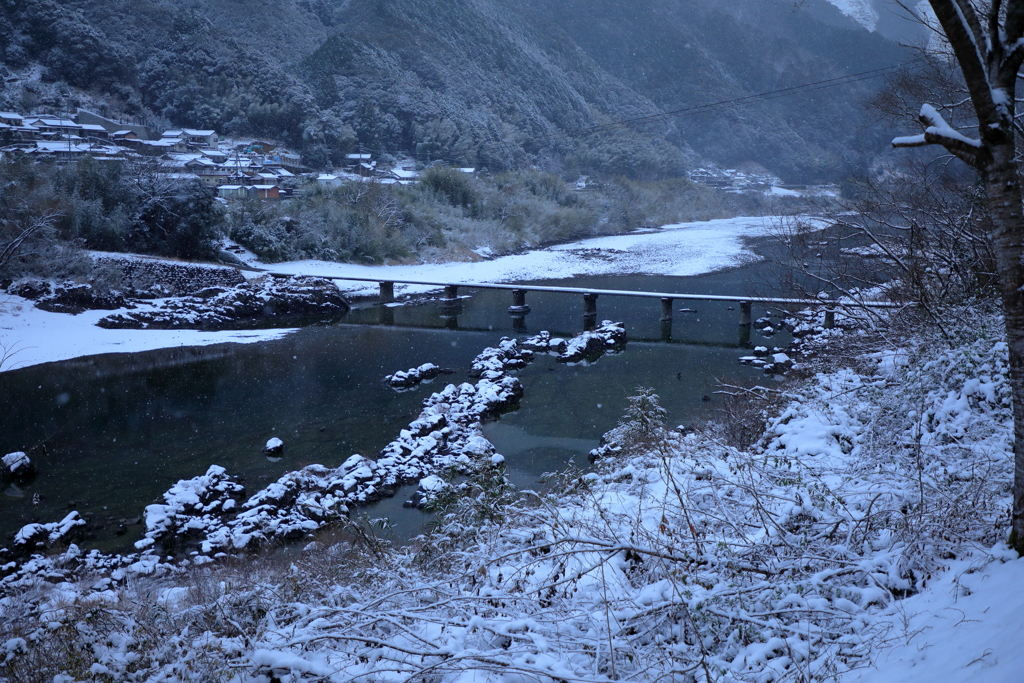 四万十川にも雪景色