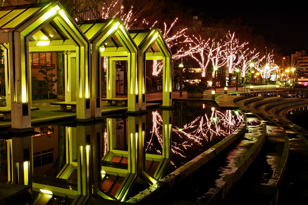 徳島の夜 Ⅰ　～新町川水際公園～