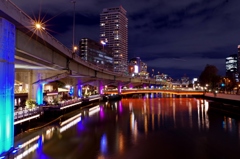 通勤夜景　～水晶橋より、鉾流橋方面～