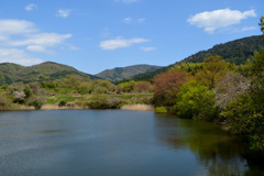 奈良井寺池より三輪山を望む
