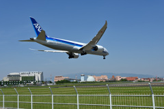 ANA７８７　　千里川土手より