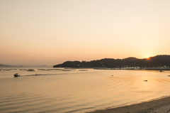 初秋の夕日