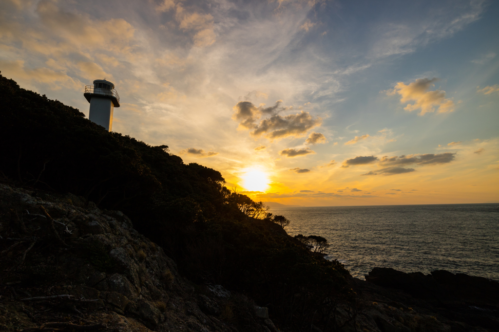 灯台と夕日