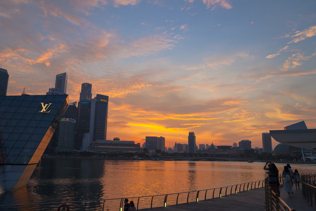 夕日に染まるシンガポール