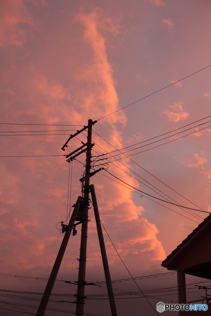 奈良の夕焼けの空