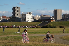 自転車の練習で