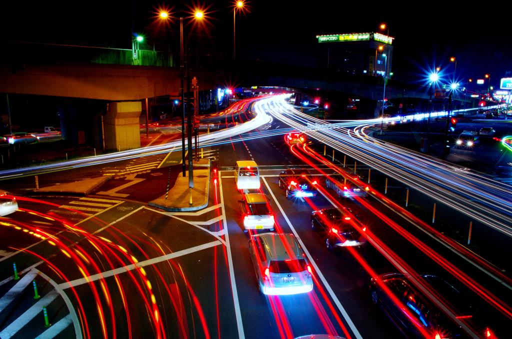 とある歩道橋からの光跡②”