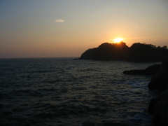 堂ヶ島の夕陽。