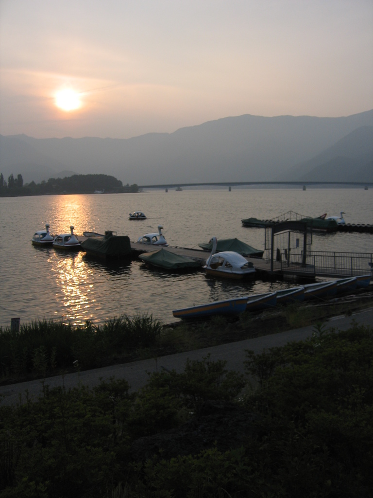 山中湖の夕陽。
