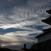 郡上八幡城と夕日