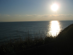 海と夕陽。