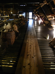 白川郷の合掌造り住宅の中にて。