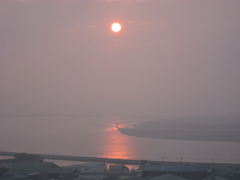 ピンクな夕陽。