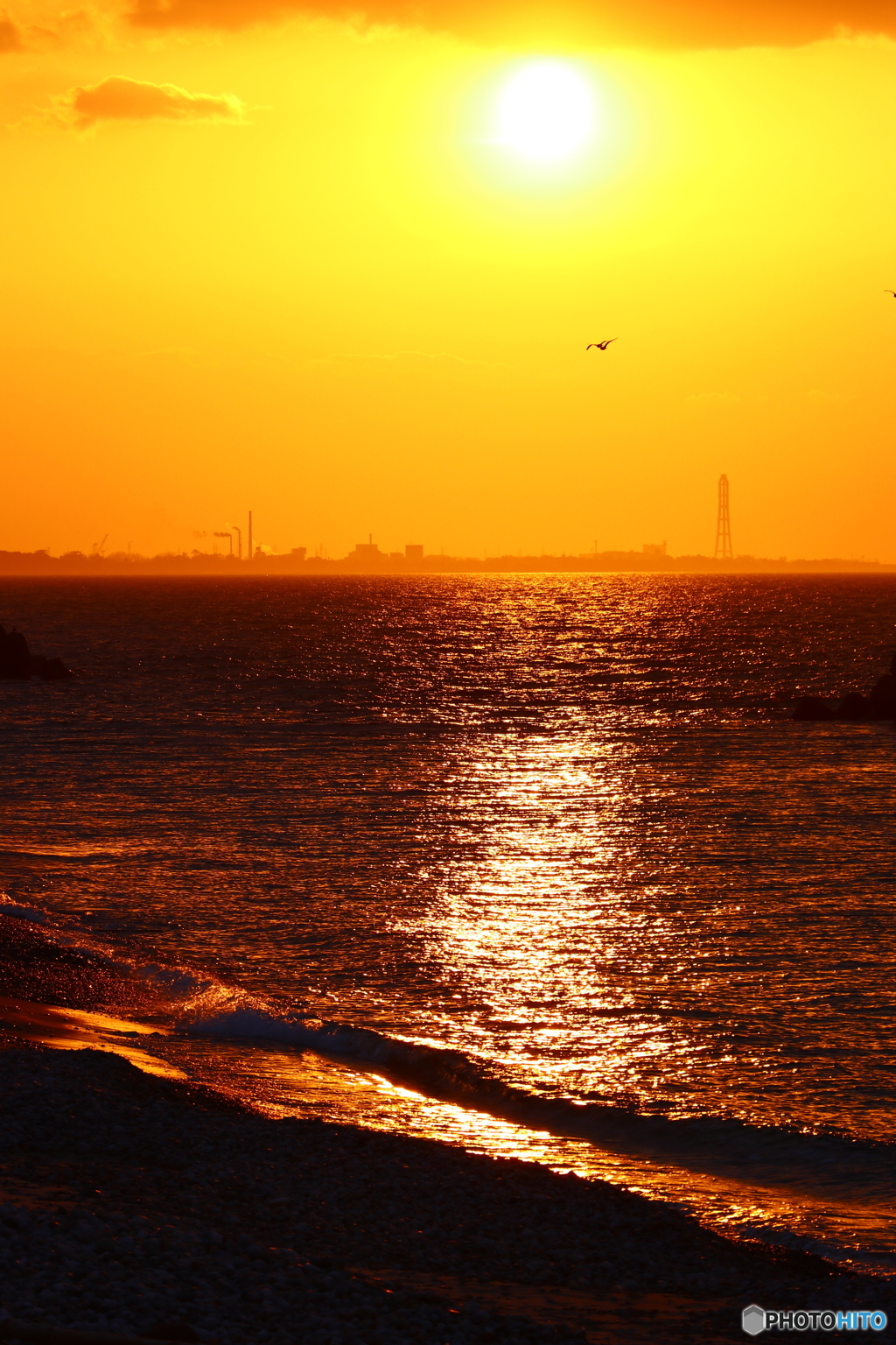 富山湾の夕焼け