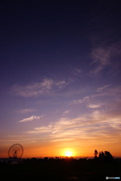 夕日と観覧車
