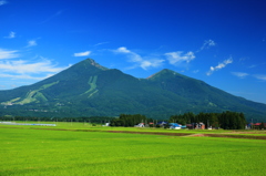 磐梯山と田園風景