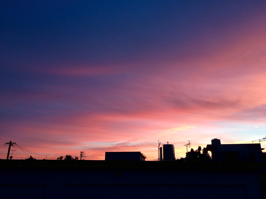 台風前後の夕日