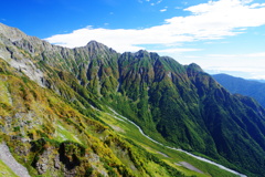 色づき始める岳沢