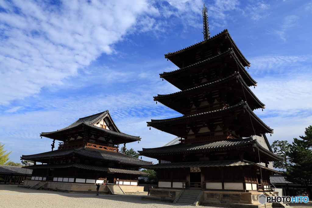 法隆寺 金堂 五重塔