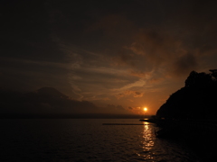 富士山と夕日
