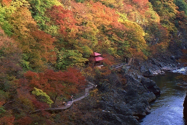 渡良瀬渓谷の赤い屋根