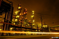赤く燃える川崎工場夜景１